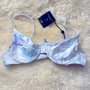 S NWT Skatie Katie underwire bikini top light blue purple tie dye
